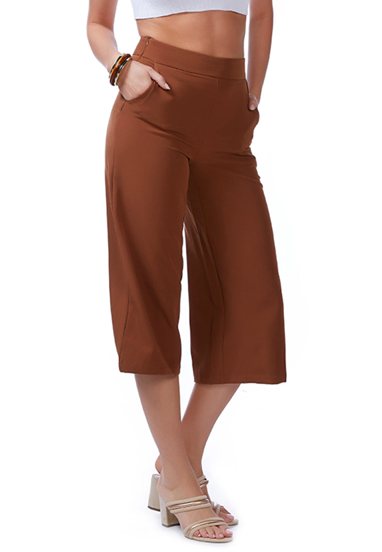 High Rise Cropped Culottes Trousers