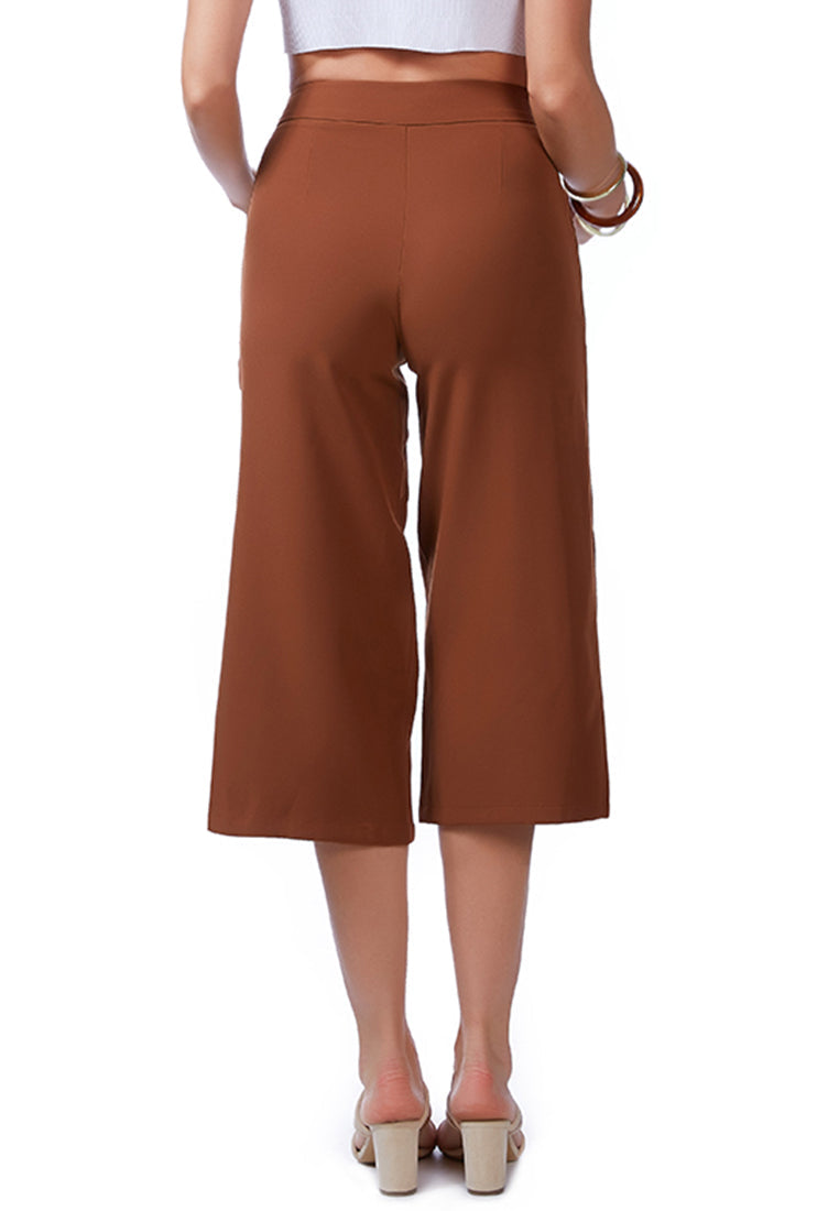 High Rise Cropped Culottes Trousers